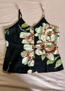 Black Floral Top-With Adjustable Straps