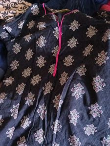 Printed Black cotton Kurta