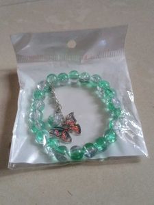 Green Beaded Butterfly Bracelet