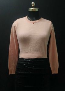 Peach Cropped Pullover Sweater
