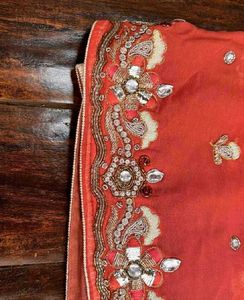 Coral Embellished Saree with Blouse