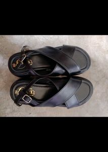 Black Leather Platform Sandals