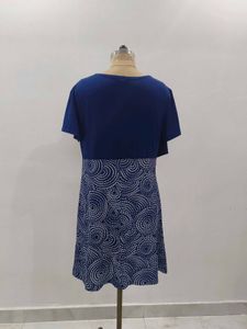 Navy Print Fit &amp; Flare Dress