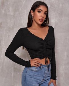 Chic Black Long Sleeve Crop Top