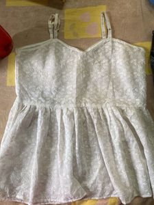 White Floral peplum top