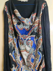 Paisley Print Cowl Neck Top