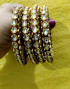 Maroon &amp; Golden Bangles, Brand New, Rajwara Style!