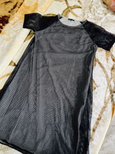 Goth T-Shirt Fishnet Dress