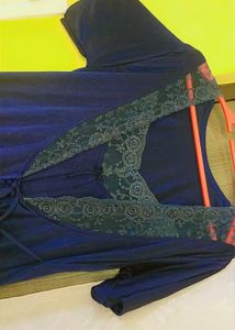 Blue Lace Trim Cami Night Dress
