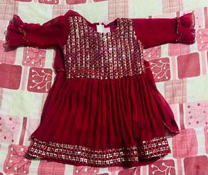 Kid Red Salwar Kameez Suit for Partywear