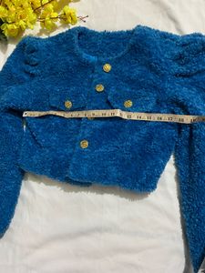Blue Fuzzy Crop Top