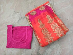 Vibrant Orange and Pink Lehnga Set