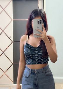 Chanel Printed Cropped Tank Top