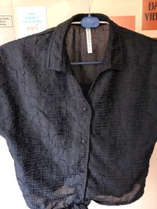 Textured Crepe Button Down Shirt
