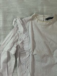 Ruffle Trim Long Sleeve Blouse