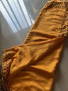 Mustard Embroidered Saree