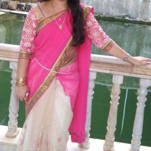 Half Shade Beautiful Work Saree &amp;Beautifu Blouse