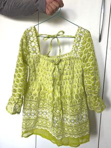 Green Embroidered Top