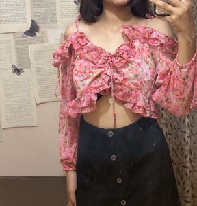 Floral Ruffle Crop Top