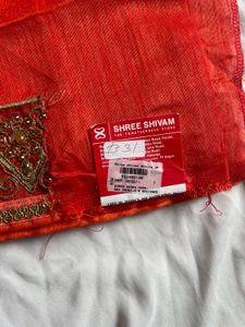 Heavy Work Red Saree