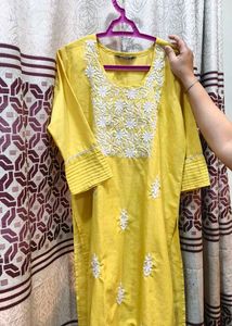 Yellow Embroidered Kurta