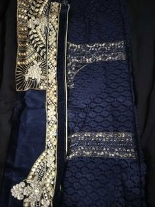 Elegant Black Saree with Gold Embroidery