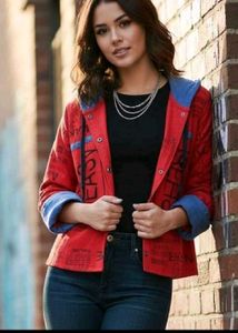 Red Graphic Print Jacket