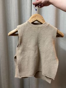 Beige Side Open Crop Sweater