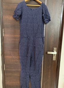 Navy Blue Printed Jumpsuit
