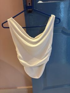 White Cowl Neck Top