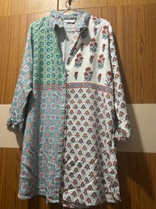 Patchwork Print Button-Down Tunic Size XXL