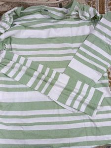 Green And White Mix Tshirt For Women