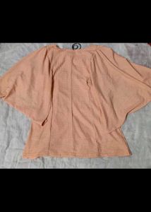 Peach Flared Sleeve Stylish Western Top