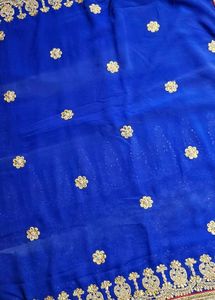 Royal Blue saree with blouse piece