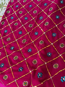 Pink Saree With All Over Work