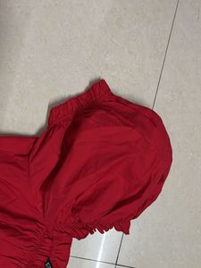 Red Puff Sleeve Mini Dress