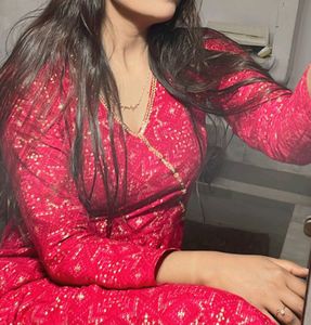 Full Flayer Gown Kurti Umbrella Cut Dark Pink