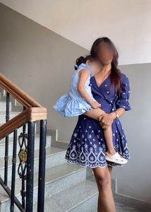 Blue Embroidered Mini Dress