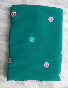 Embroidered Green Saree 💚