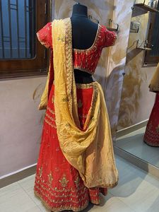 Red Pure Silk Handwork  Lehenga Choli