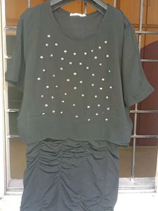 Black Embellished Casual Dress