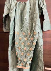 Elegant Olive Green Embroidered Salwar Kameez