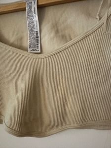 Zara Beige Ribbed Long Sleeve