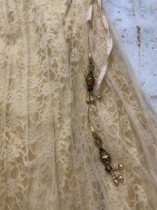 Partywear Heavy Nude And Red Colour Lahnga