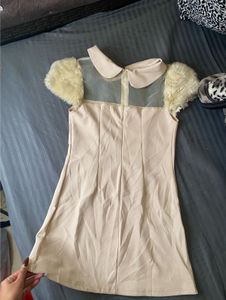 Cute Faux Fur Collar Dress