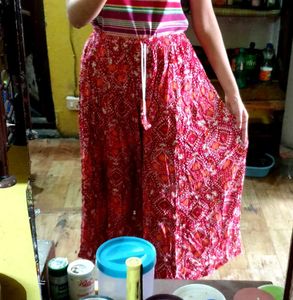Red Patterned Palazzo Pants