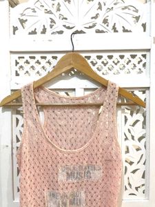 Trendy Pink Crochet Tank Top(A)