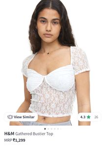 H&amp;M Gathered Bustier White Top