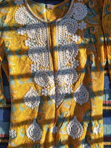 Yellow Embroidered Kurta