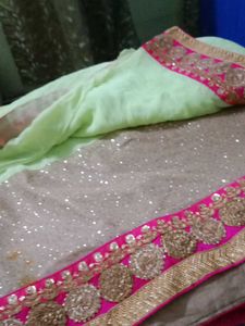 Partywear Green Sequence Saree